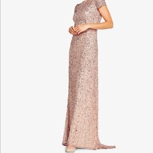Adrianna Papell rose gold sequin dress